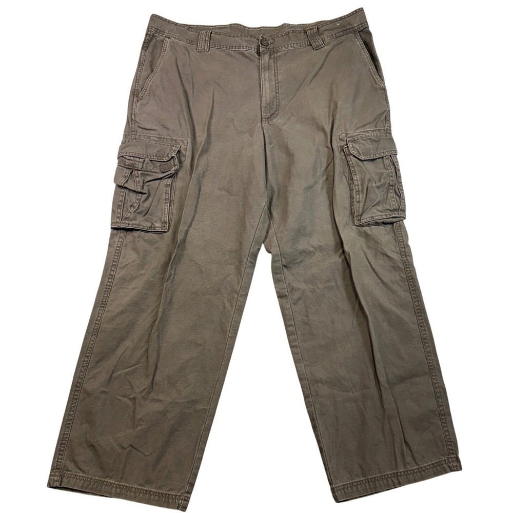 Outdoor Life Mens Cargo Pants 40x30 Olive Brown Cotton Straight Leg Utility Work